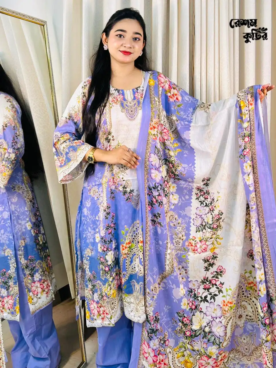 Premium quality digital printed lawn three-piece